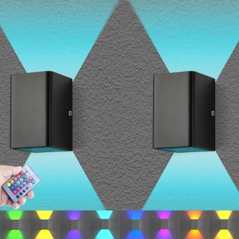 Due applique a LED per interni, con telecomando, 5W, in alluminio, 16 colori di luce, adatte per camere da letto, colore nero.