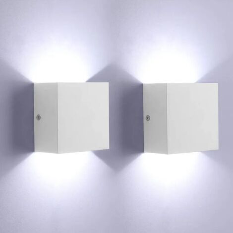 Due applique a LED per interni, regolabili in altezza, luce calda, 6W, bianca.