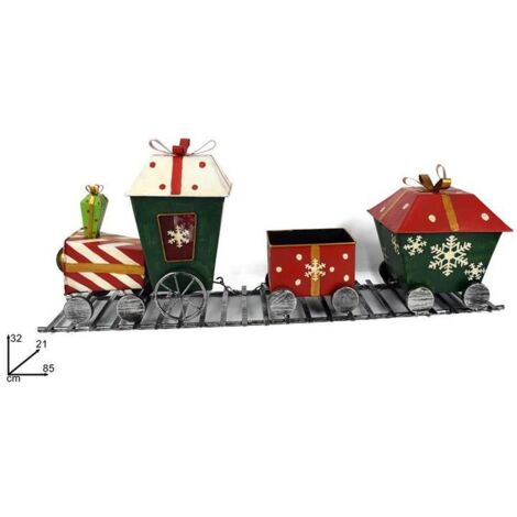 Due Esse Trenino Vintage Con Vagoni In Latta Decorazione Natalizia 85 Cm