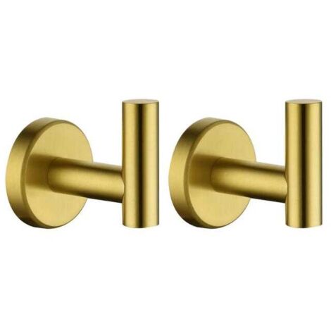 Due ganci in acciaio inox spazzolato color oro (0,8 mm) per una facile installazione in bagni, cucine e garage.