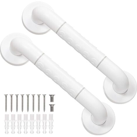 Due maniglioni di sicurezza in acciaio inox per bagno e doccia, ideali per anziani (30 cm)