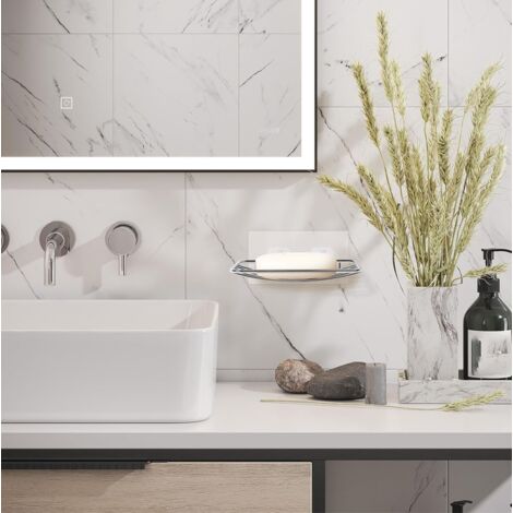 Due portasapone in acciaio inox, non è necessaria la foratura, modello ovale da parete, adatti per bagno e cucina, possono contenere sapone e spugna.