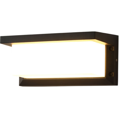 Due set di moderne applique da esterno quadrate in alluminio, IP65, 18W, 1800lm, 6000K, nere.