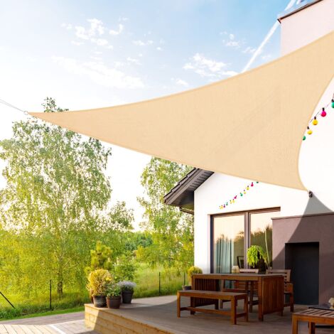 Duerer Voile d'ombrage Triangulaire 3.6x3.6x3.6m Toile Ombrage Une Protection des Rayons UV pour Extérieur,Terrasse,Jardin - Couleur Sable