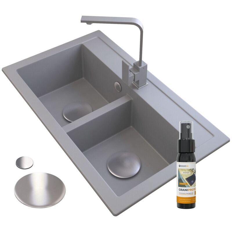 Duet Granite Évier Mitigeur Mural Siphon D