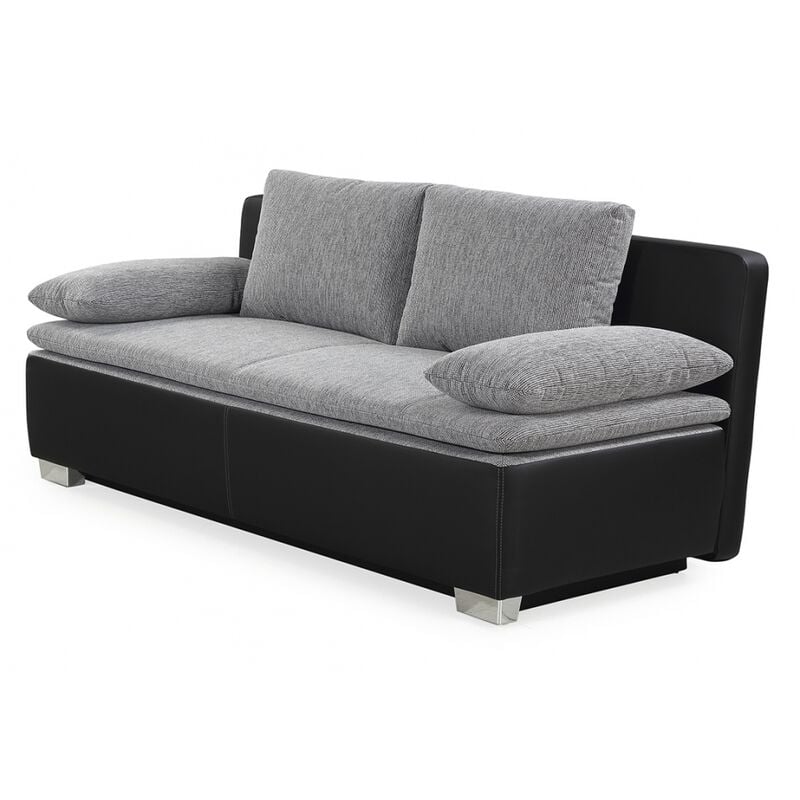 JOB - Duett schwarz / grau Schlafsofa Sofa 2-Sitzer Bettsofa Couch mit Bettfunktion inkl. aller Kissen-'SW100548'