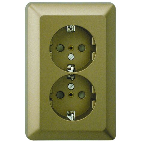 REV Düwi EverLuxe Steckdose 2-fach mit Kinderschutz komplett bronze AL