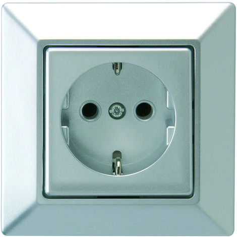 REV Düwi Standard Quadro Steckdose mit Kindersicherung komplett silber AL