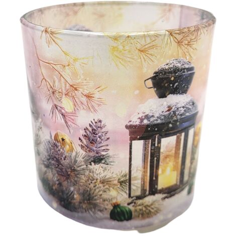 Duftglas 65x75mm Kerze Weihnachtsduft Laterne 18h Brenndauer Weihnachtsmotiv