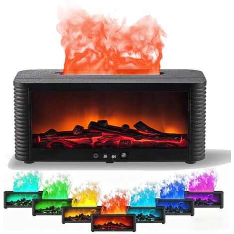 Duftkamin-Diffusor – Künstlicher Kamin mit realistischem Flammeneffekt, 4-in-1-Duftdiffusor für Zuhause, 7 Lichtmodi, Fernbedienung, 150 ml für Wohn-/Schlafzimmer