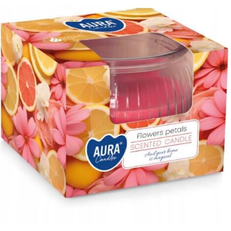 Duftkerze aus Paraffin, Blütenblätter, Glas, Aura, 1 Stück