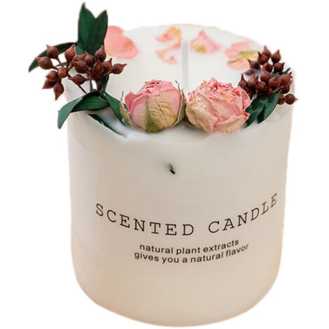 Duftkerze aus Sojawachs mit Trockenblumen, Glasdeckel und Holzsockel – Dekoration für Zuhause und Geburtstagsgeschenk