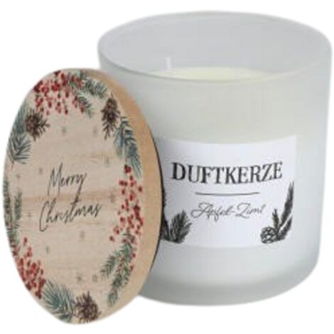 Duftkerze im Glas Apfel-Zimt Holzdeckel Raumdüfte Innendekoration Lichter Frische