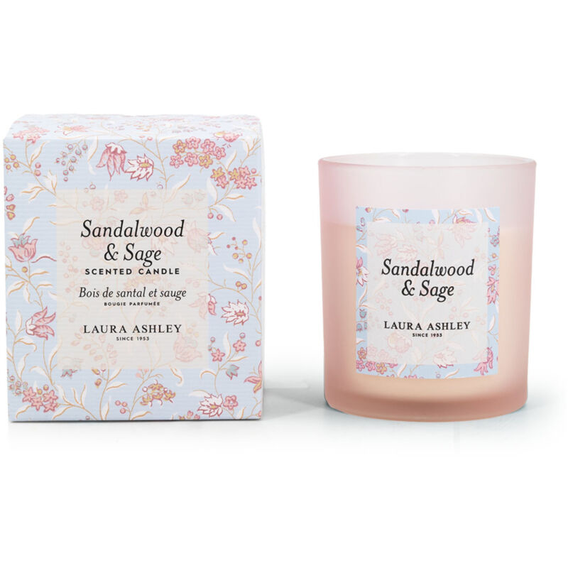 Duftkerze Laura Ashley Sandalwood & Sage, Aromakerze, Hxbxt, 10x9x9 Cm, Glas, Paraffinwachs, Geschenkidee