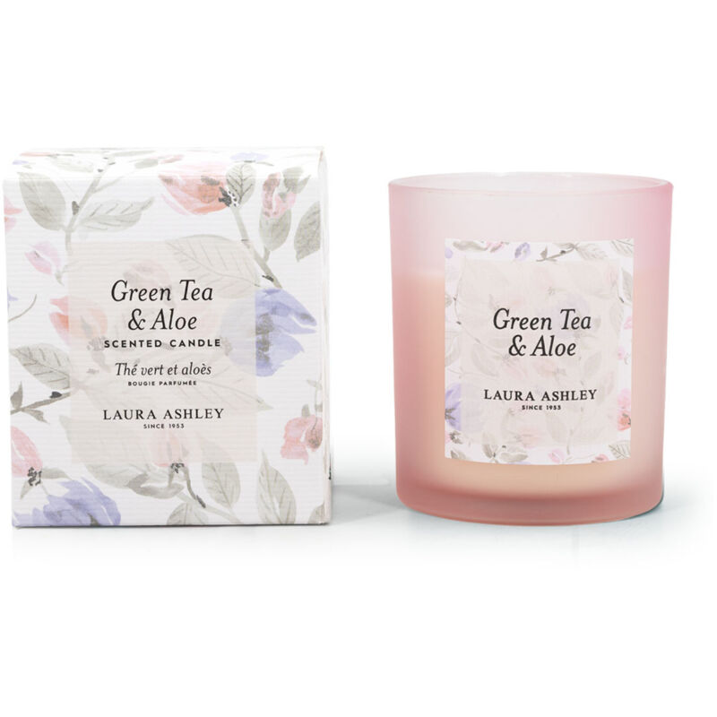 Duftkerze Laura Ashley Green Tea & Aloe, Aromakerze, Hxbxt, 10x9x9 Cm, Glas, Paraffinwachs, Geschenkidee