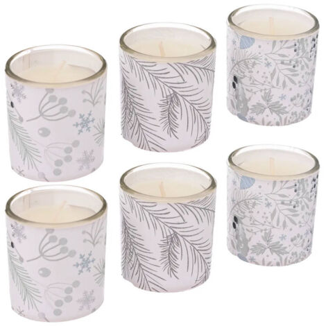 Duftkerzen mit Weihnachtsmotiv, Ø 4,5 cm, 6er-Set