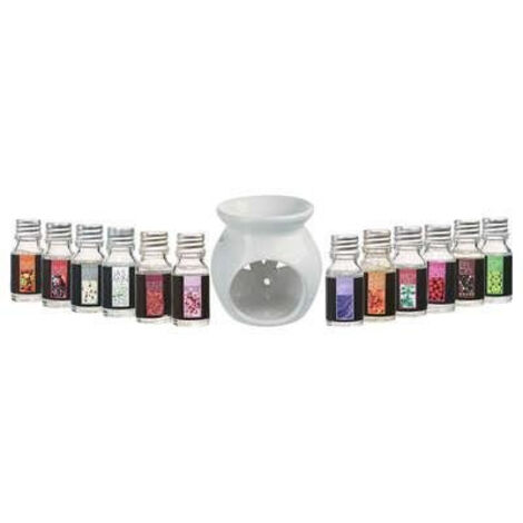 Duftlampe + 12 ätherische Öle, ungewöhnliches Aromatherapie-Set, perfekte Geschenkidee, 10 ml