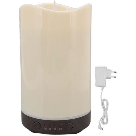 Duftöl-Diffusor in Kerzenform mit farbigem Licht und Holzdesign, Luftbefeuchter für Zuhause, EU-Stecker 100–240 V