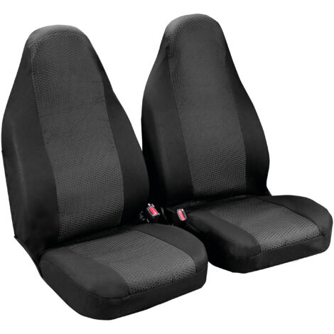 Duka High-Back, coppia coprisedili anteriori in tessuto jacquard e poliestere elasticizzati - Nero