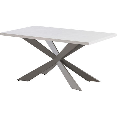 Duke lux Single Dining Table, Solid Metal Legs and Wood Top, White