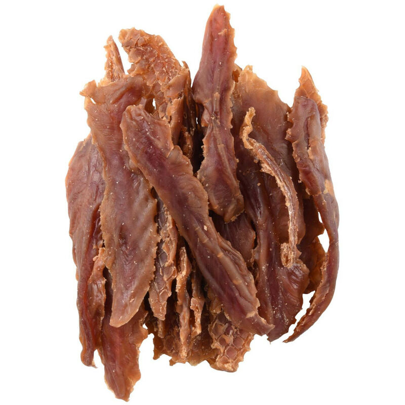 

Dulce delicia de filete de pechuga de pato. Hapki BBQ. para perros. 170 g. sin gluten.