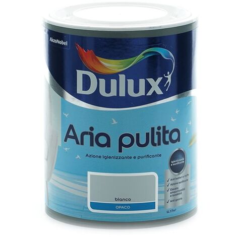 Dulux Aria Pulita Pittura per Interni all'Acqua con Formula Anti Inquinamento e Anti Formaldeide, 1 Litro, Bianco, 1L