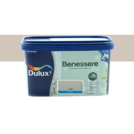 Dulux Benessere Pittura Colorata all'Acqua per Interni Superlavabile Anti Muffa Anti Batteri con Ioni D'Argento, 2.5 Litri, Caffe, 2.5L, Caffe'