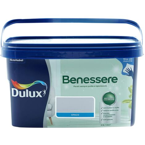 Dulux Benessere Pittura Colorata all'Acqua per Interni Superlavabile Anti Muffa Anti Batteri con Ioni D'Argento, 2.5 Litri, Lavanda, 2.5L