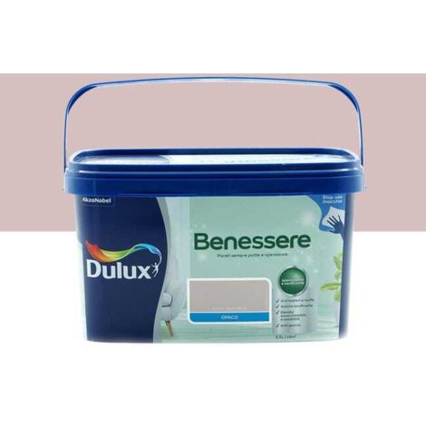 Dulux Benessere Pittura Colorata all'Acqua per Interni Superlavabile Anti Muffa Anti Batteri con Ioni D'Argento, 2.5 Litri, Rosa Polvere, 2.5L