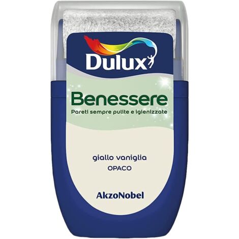 Dulux Benessere Pittura Colorata all'Acqua per Interni Superlavabile Anti Muffa Anti Batteri con Ioni D'Argento, 30 millilitri, Giallo Vaniglia, 30 ML