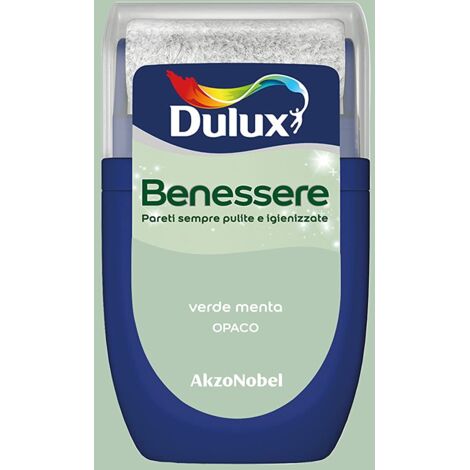 Dulux Benessere Pittura Colorata all'Acqua per Interni Superlavabile Anti Muffa Anti Batteri con Ioni D'Argento, 30 millilitri, Verde Menta, 30 ML