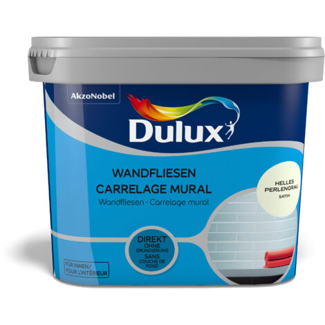 Dulux Fresh up Wandfliesenfarbe Satin, Frische Farbe für Ihr Bad, Perlgrau, 750 ml