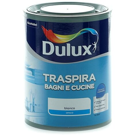 Dulux Pittura per Interni Traspirante per Forte Umidità e Vapore, Buon Profumo, Ottimo per Cucina e Bagno, 1 Litro, Bianco, 1L
