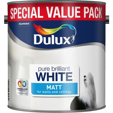 Dulux Retail Matt Paint Pure Brilliant White All Sizes