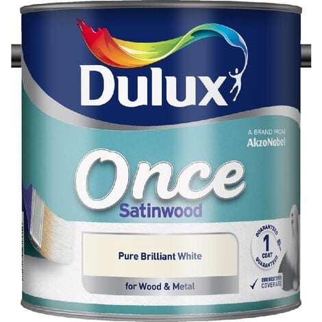 Dulux Retail Once Satinwood Paint Pure Brilliant White 2.5L / 750ml