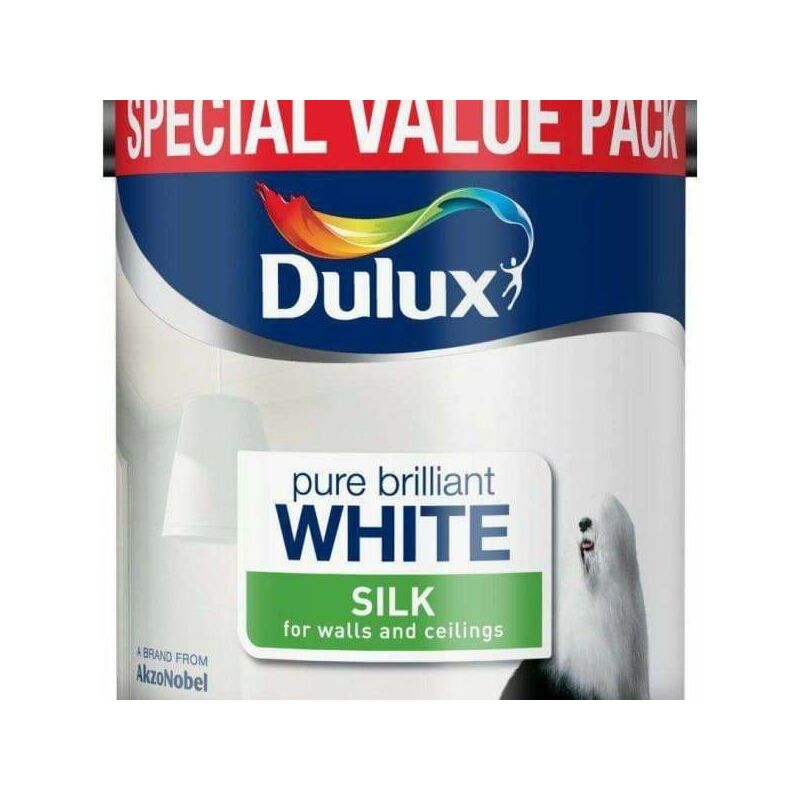 Dulux Silk Emulsion Paint For Walls And Ceilings - Pure Brilliant White - 3L