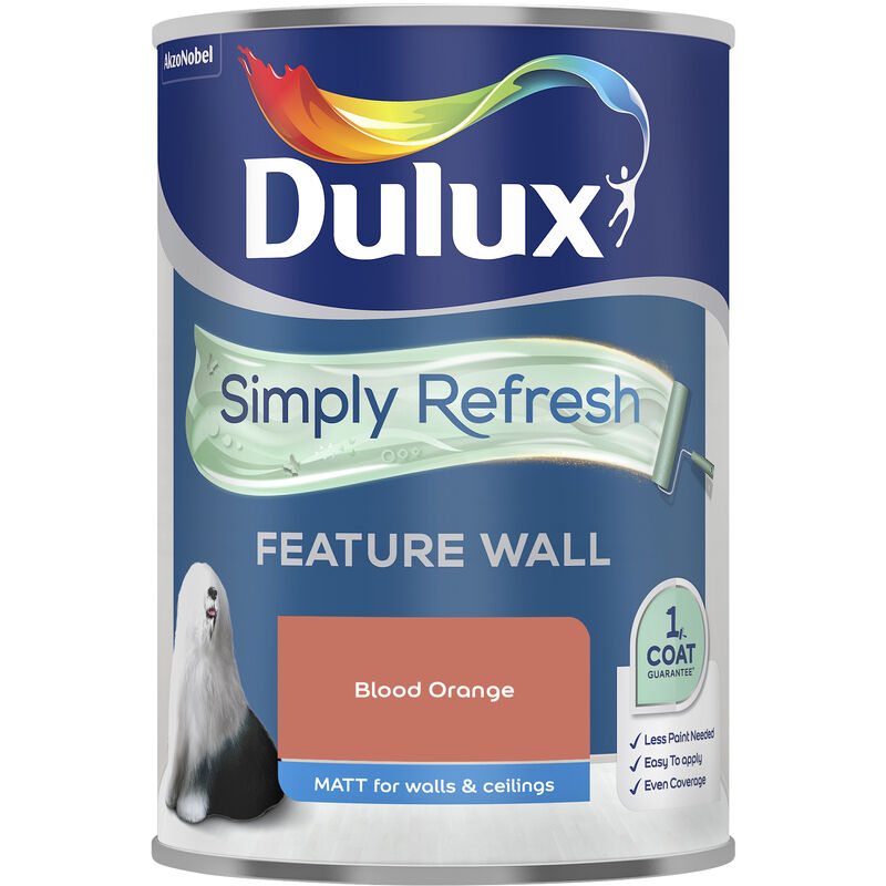 Dulux Retail - Dulux Simply Refresh Feature Wall Matt Emulsion Paint - 1.25L - Blood Orange - Blood Orange