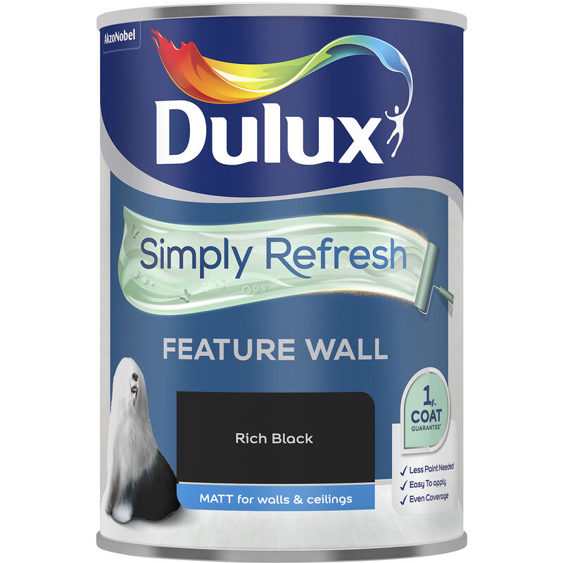 Dulux Retail - Dulux Simply Refresh Feature Wall Matt Emulsion Paint - 1.25L - Rich Black - Rich Black