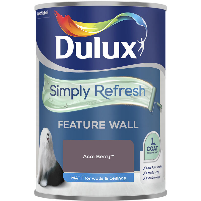 Dulux Retail - Dulux Simply Refresh Feature Wall Matt Emulsion Paint - 1.25L - Acai Berry - Acai Berry