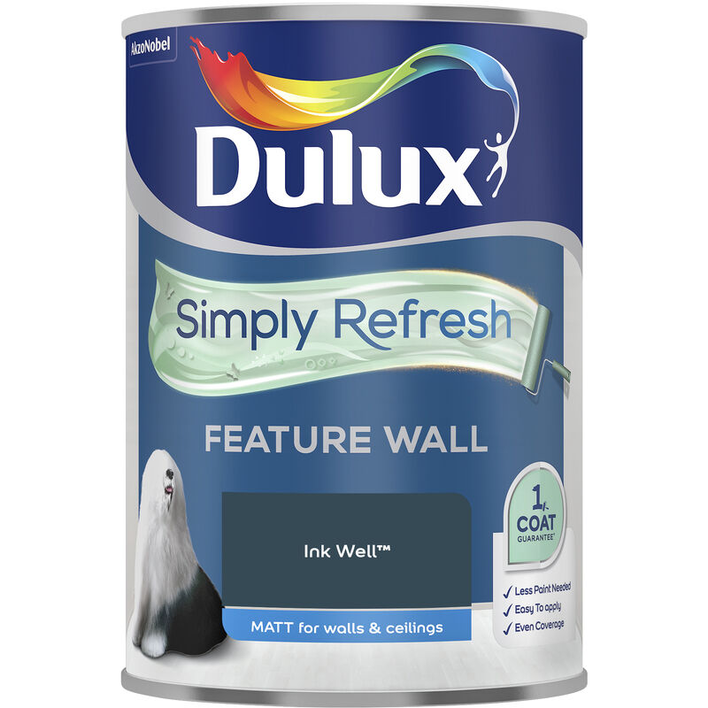 Dulux Retail - Dulux Simply Refresh Feature Wall Matt Emulsion Paint - 1.25L - Ink Well - Ink Well