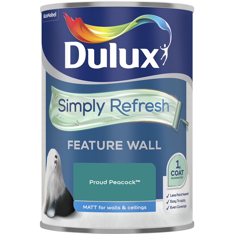 Dulux Retail - Dulux Simply Refresh Feature Wall Matt Emulsion Paint - 1.25L - Proud Peacock - Proud Peacock