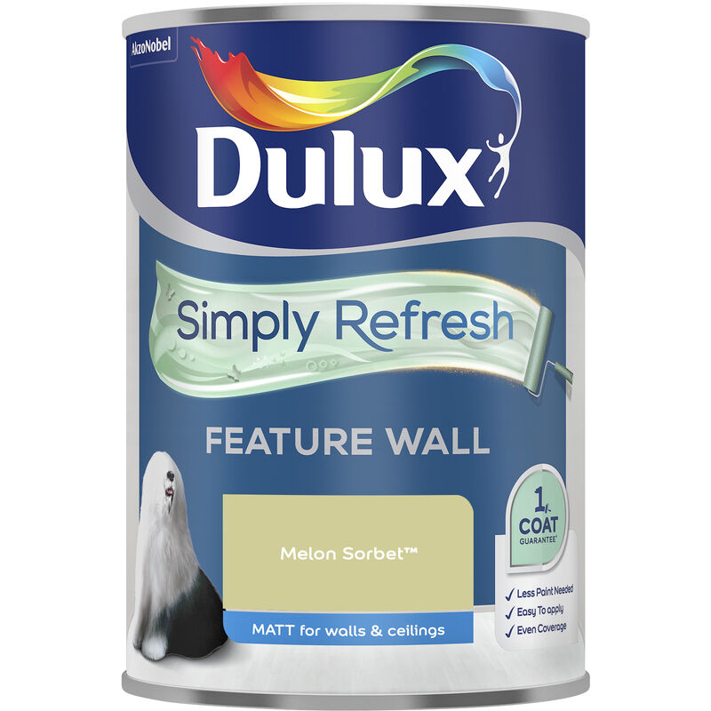 Dulux Retail - Dulux Simply Refresh Feature Wall Matt Emulsion Paint - 1.25L - Melon Sorbet - Melon Sorbet