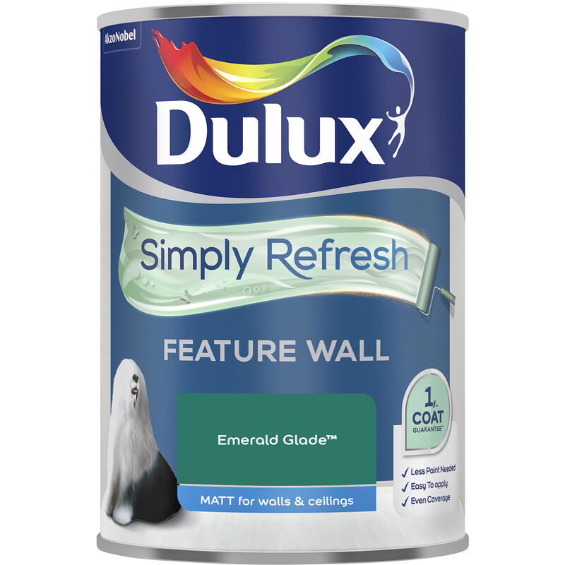 Dulux Retail - Dulux Simply Refresh Feature Wall Matt Emulsion Paint - 1.25L - Emerald Glade - Emerald Glade