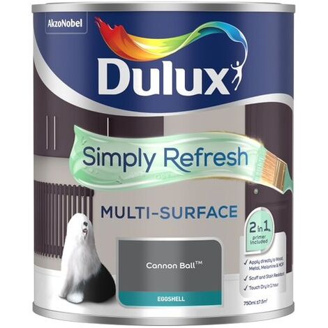 Dulux Simply Refresh Multi-Surface Eggshell Paint - Cannon Ball - 750ml