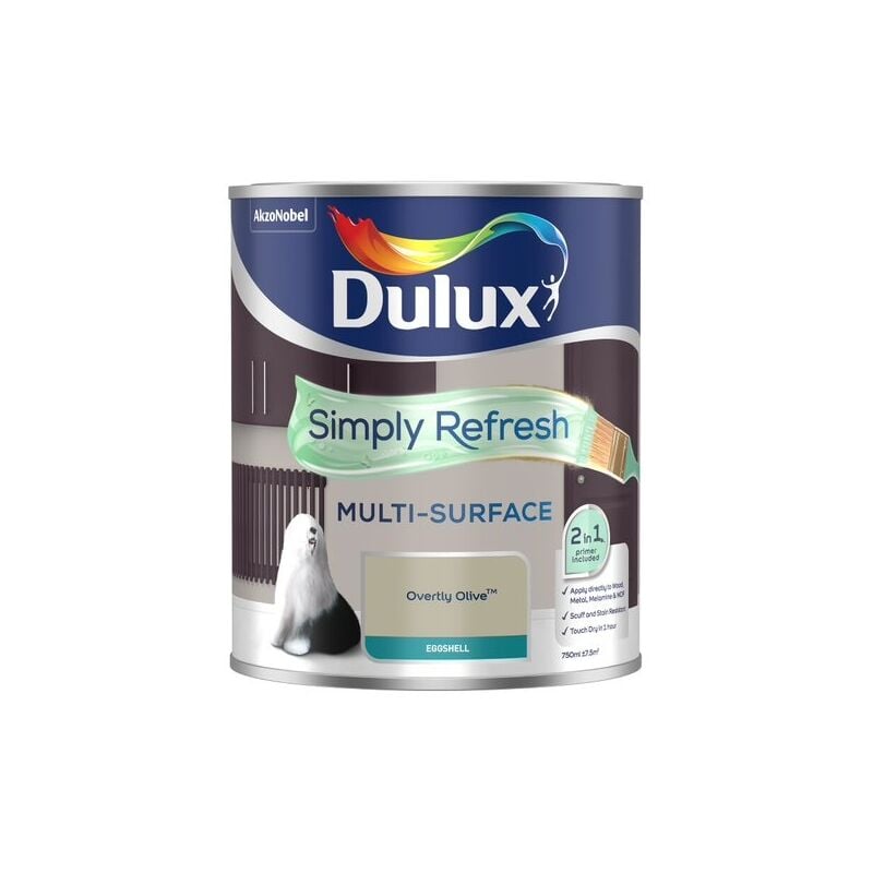 Dulux Simply Refresh Multi-Surface Eggshell Paint - Overtly Olive - 750ml