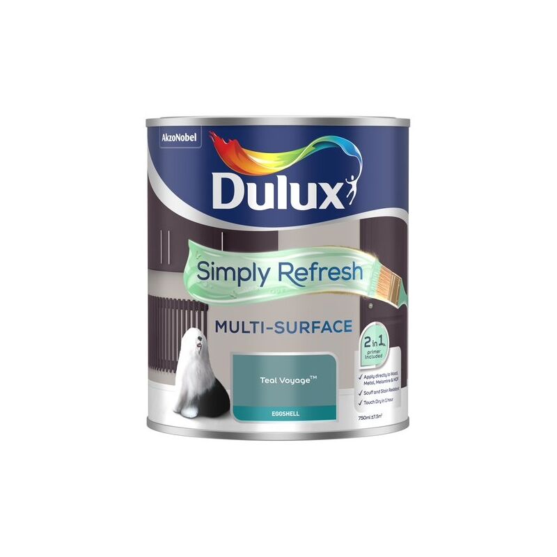 Dulux Retail - Dulux Simply Refresh Multi-Surface Eggshell Paint - Teal Voyage - 750ml