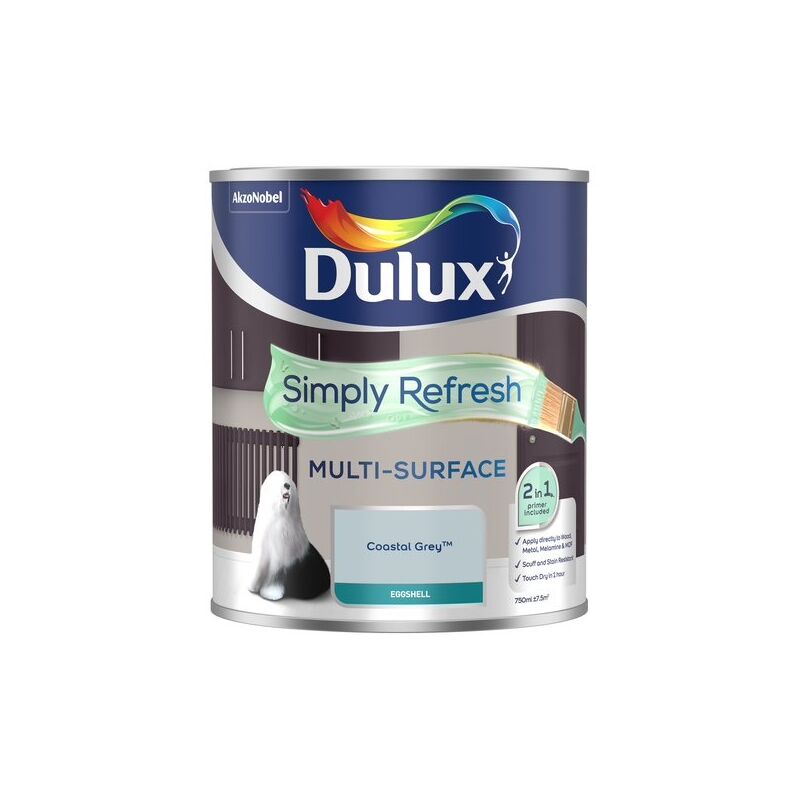 Dulux Simply Refresh Multi-Surface Eggshell Paint - Coastal Grey - 750ml