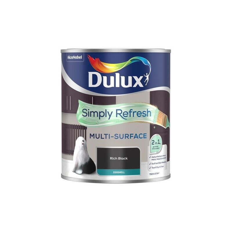 Dulux Retail - Dulux Simply Refresh Multi-Surface Eggshell Paint - Rich Black - 750ml