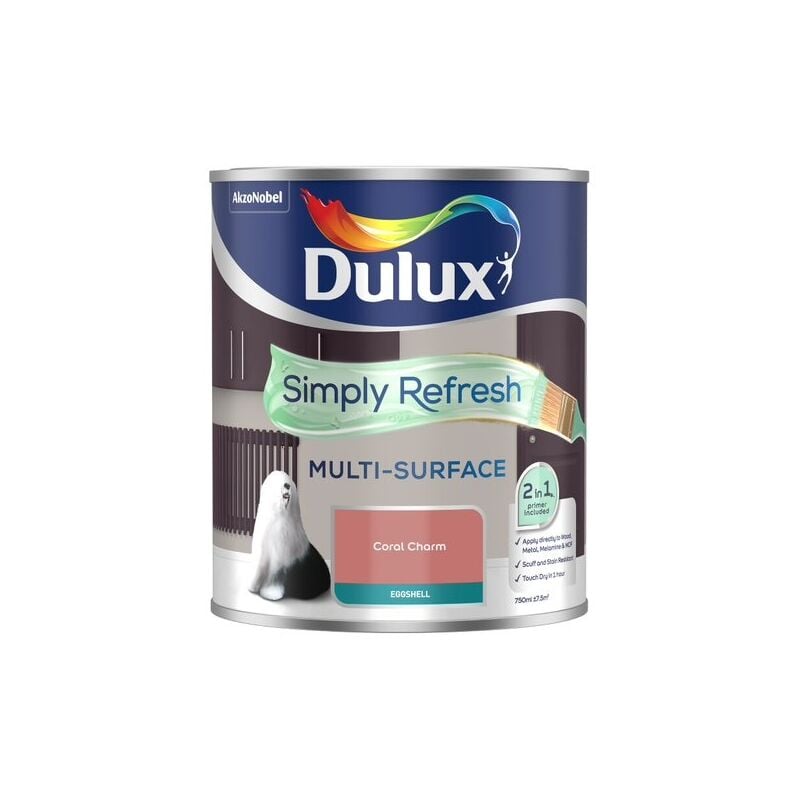 Dulux Retail - Dulux Simply Refresh Multi-Surface Eggshell Paint - Coral Charm - 750ml - Coral Charm