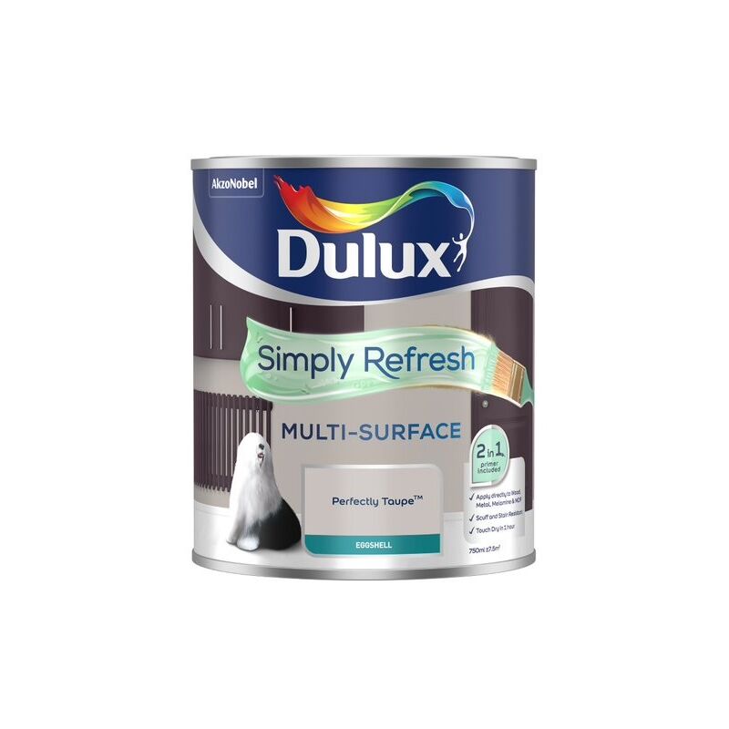 Dulux Simply Refresh Multi-Surface Eggshell Paint - Perfectly Taupe - 750ml